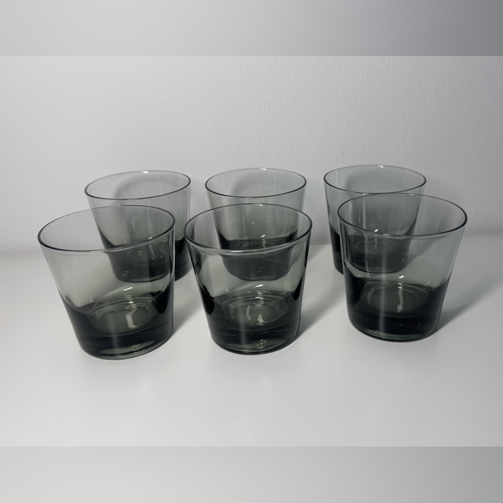 Set of 6 Vintage Gray Glass Tumblers